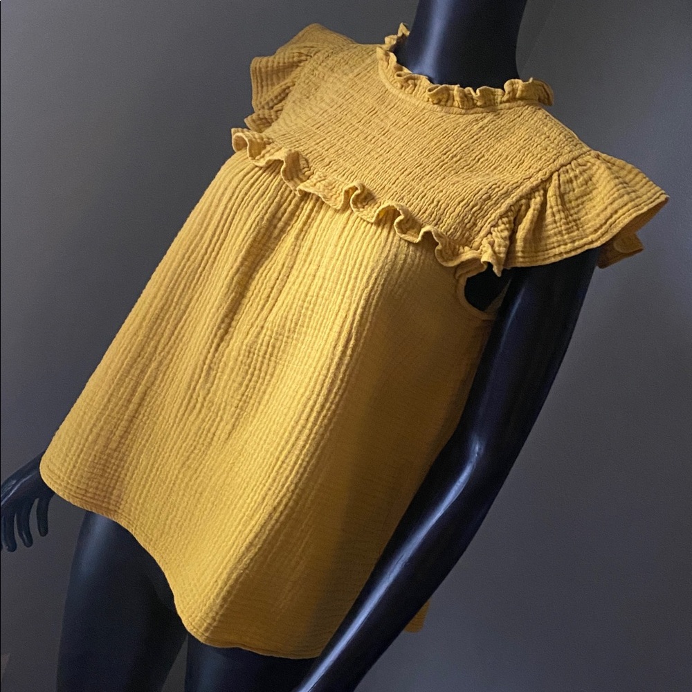 Rose & Olive Mustard Ruffled Blouse - Picture 5 of 11